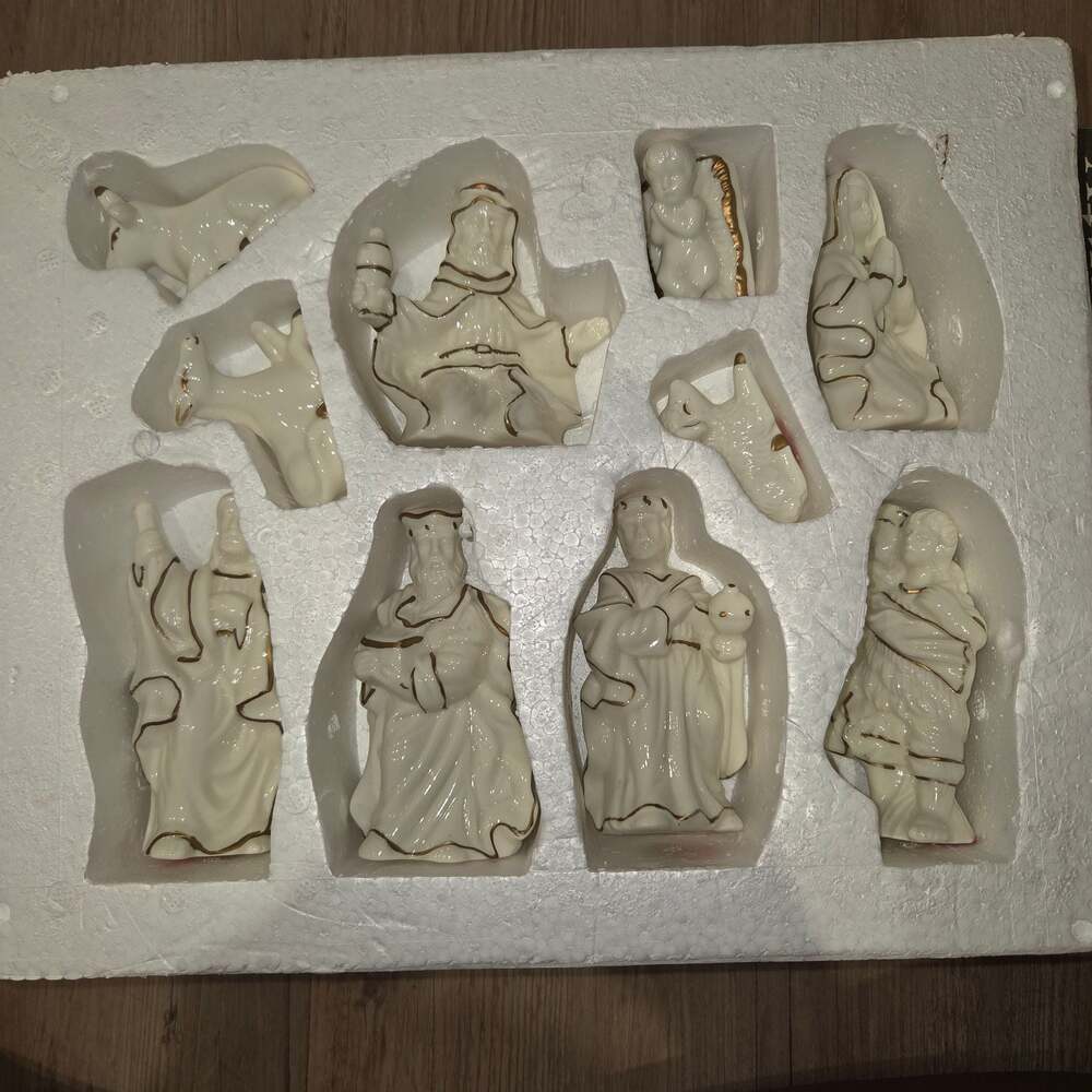 Holiday Time 10 Piece Porcelain Nativity Set